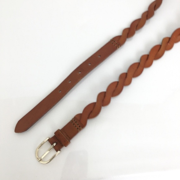 Women’s Thin Brown Twisted Braided Leather Belt Preppy